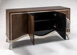 Artmax 2744-S Cabinet | 68-Inch Chevron Zebra Wood Storage Cabinet with Optional Mirror