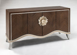 Artmax 2744-S Cabinet | 68-Inch Chevron Zebra Wood Storage Cabinet with Optional Mirror