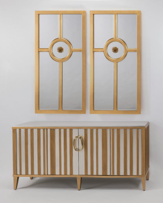 Artmax Silverleaf & Goldleaf Cabinet – Luxury Handpainted Storage with Optional Quartz Accent Mirror