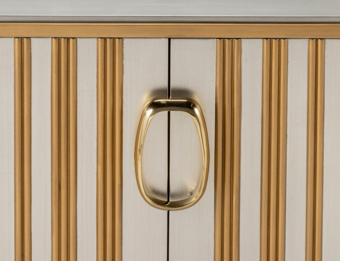 Artmax Silverleaf & Goldleaf Cabinet – Luxury Handpainted Storage with Optional Quartz Accent Mirror