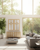 Artmax Silverleaf & Goldleaf Cabinet – Luxury Handpainted Storage with Optional Quartz Accent Mirror