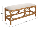 Laguna Fabric Rattan Bench - Light Brown / White by Uttermost - View 8