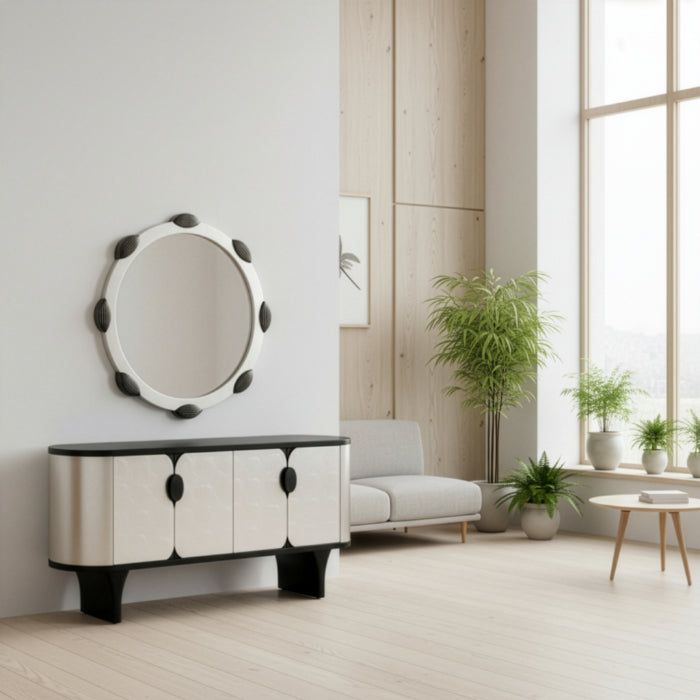 Artmax 2747-S Cabinet | 72-Inch Silverleaf Luxury Storage Cabinet with Optional Mirror