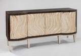 Artmax 2750-S Cabinet | 70-Inch Hand-Painted Champagne Wave Design Storage Cabinet with Optional Mirror