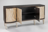 Artmax 2750-S Cabinet | 70-Inch Hand-Painted Champagne Wave Design Storage Cabinet with Optional Mirror