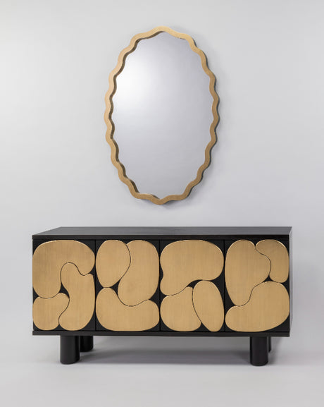 Artmax Black & Goldleaf Cabinet – Luxury Storage with Optional Mirror