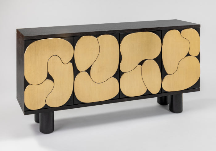 Artmax Black & Goldleaf Cabinet – Luxury Storage with Optional Mirror