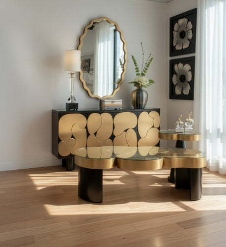 Artmax Black & Goldleaf Cabinet – Luxury Storage with Optional Mirror