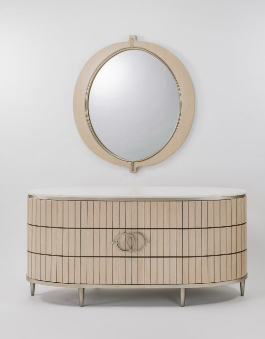 Artmax 2754 Faux Tambour Cabinet with White Travertine Top and Optional Mirror