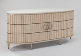 Artmax 2754 Faux Tambour Cabinet with White Travertine Top and Optional Mirror