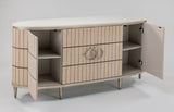 Artmax 2754 Faux Tambour Cabinet with White Travertine Top and Optional Mirror