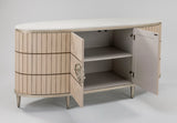 Artmax 2754 Faux Tambour Cabinet with White Travertine Top and Optional Mirror