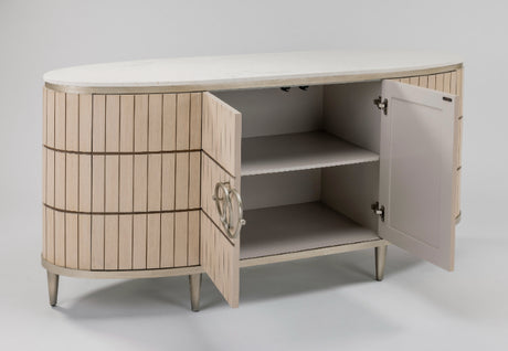 Artmax 2754 Faux Tambour Cabinet with White Travertine Top and Optional Mirror