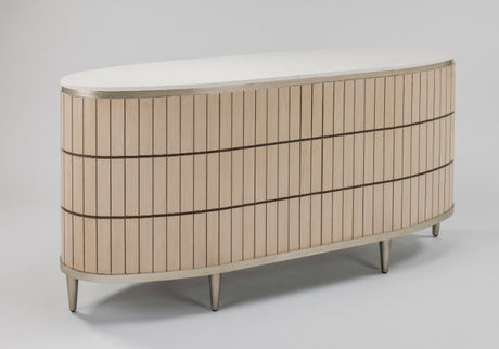 Artmax 2754 Faux Tambour Cabinet with White Travertine Top and Optional Mirror
