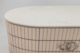 Artmax 2754 Faux Tambour Cabinet with White Travertine Top and Optional Mirror