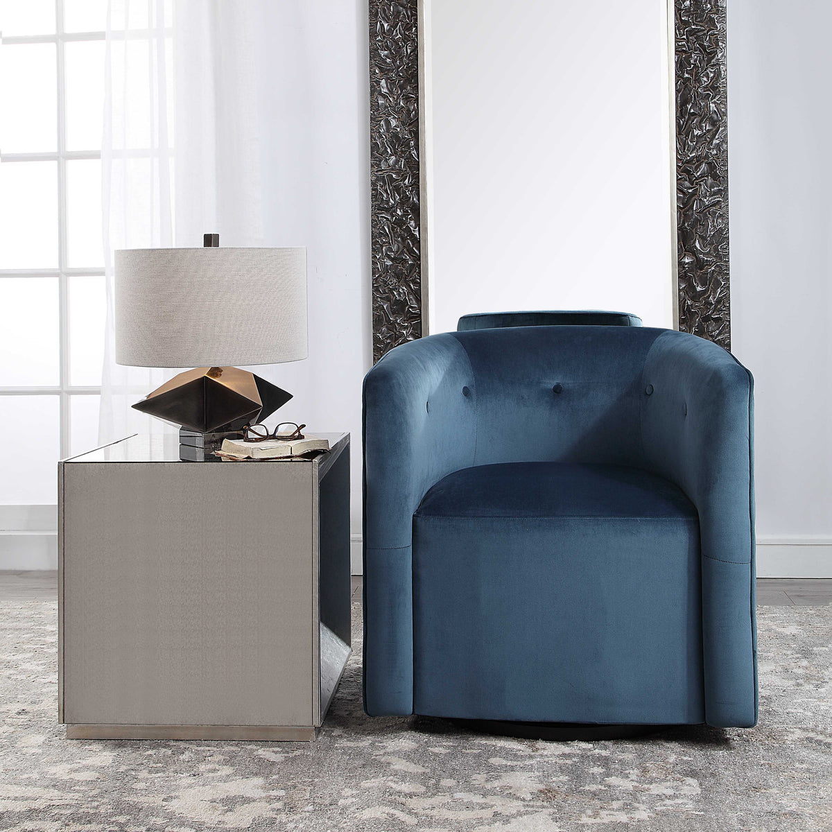 Mallorie Swivel Chair - Blue by Uttermost - View 8