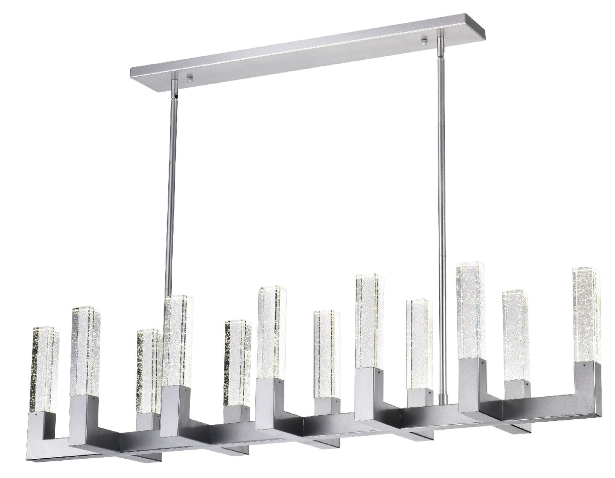 12 Light Rectangular Crystal Dianyi LED Chandelier // Silver  | Finesse -  Home Elegance USA