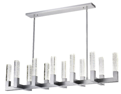 12 Light Rectangular Crystal Dianyi LED Chandelier // Silver  | Finesse -  Home Elegance USA