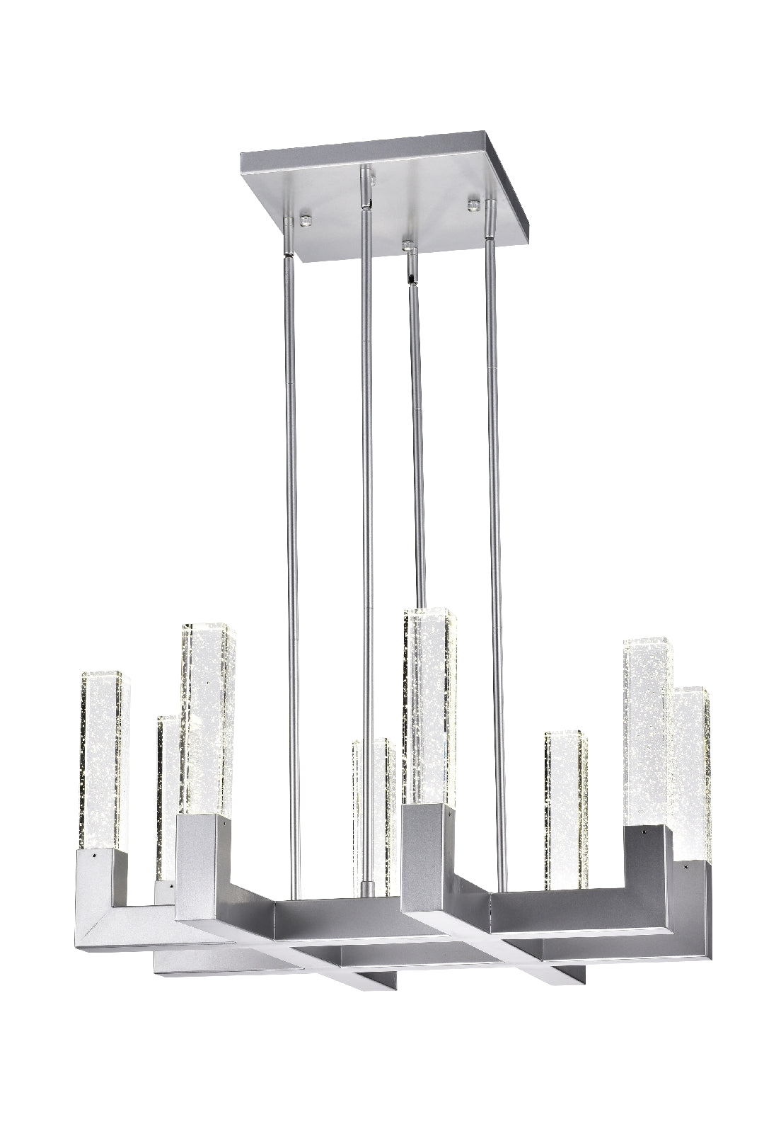 8 Light Square Crystal Dianyi LED Chandelier // Silver  | Finesse -  Home Elegance USA