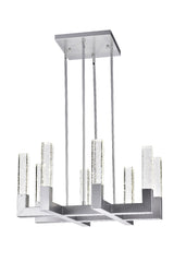 8 Light Square Crystal Dianyi LED Chandelier // Silver  | Finesse -  Home Elegance USA