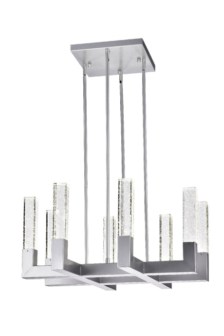 8 Light Square Crystal Dianyi LED Chandelier // Silver  | Finesse -  Home Elegance USA