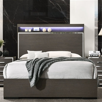 Acme - Escher Queen Bed 27650Q LED & Gray Oak Finish