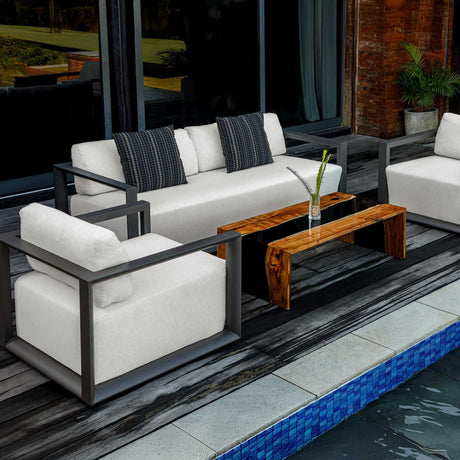 Remsen Outdoor Sofa Black / Oyster - Black / White by Uttermost - View 8
