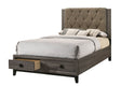 Avantika EK Bed W/Storage 27667EK Fabric & Rustic Gray Oak Finish | Acme | Home Elegance USA