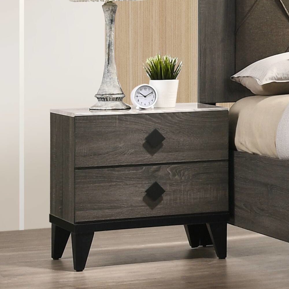 Avantika Nightstand 27673 Faux Marble Top & Rustic Gray Oak Finish | Acme - 27673 - Home Elegance USA - 1