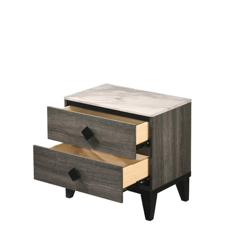 Avantika Nightstand 27673 Faux Marble Top & Rustic Gray Oak Finish | Acme - 27673 - Home Elegance USA - 5