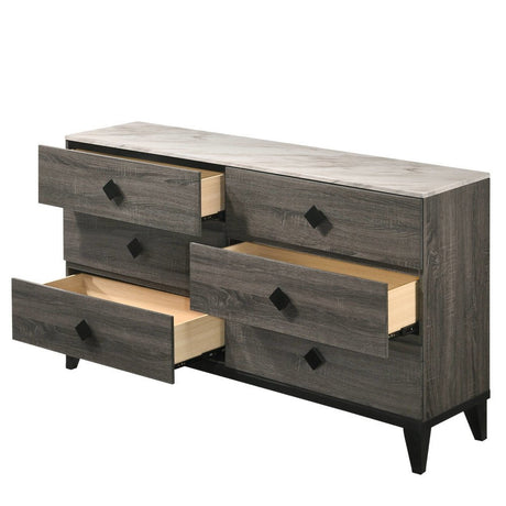 Avantika Dresser 27675 Faux Marble Top & Rustic Gray Oak Finish | Acme - 27675 - Home Elegance USA - 4