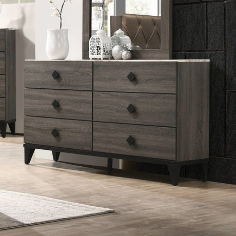 Avantika Dresser 27675 Faux Marble Top & Rustic Gray Oak Finish | Acme - 27675 - Home Elegance USA - 1