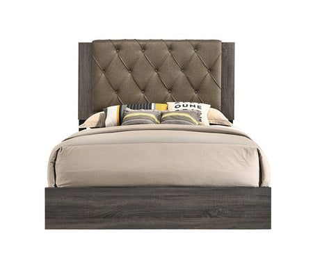 Avantika EK Bed 27677EK Fabric & Rustic Gray Oak Finish | Acme - 27677EK - Home Elegance USA - 2