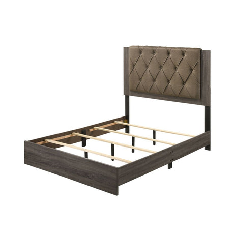 Avantika Queen Bed 27680Q Fabric & Rustic Gray Oak Finish | Acme - 27680Q - Home Elegance USA - 1