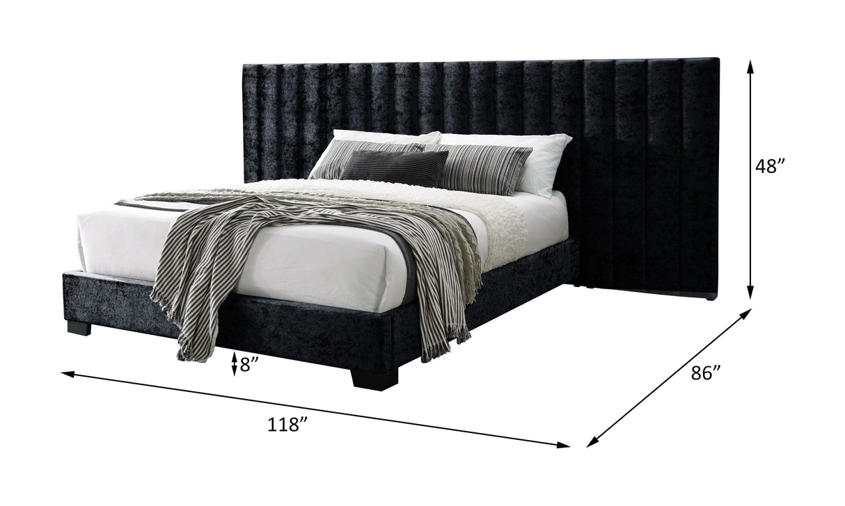 Acme - Rivas Queen Bed 27760Q Black Fabric