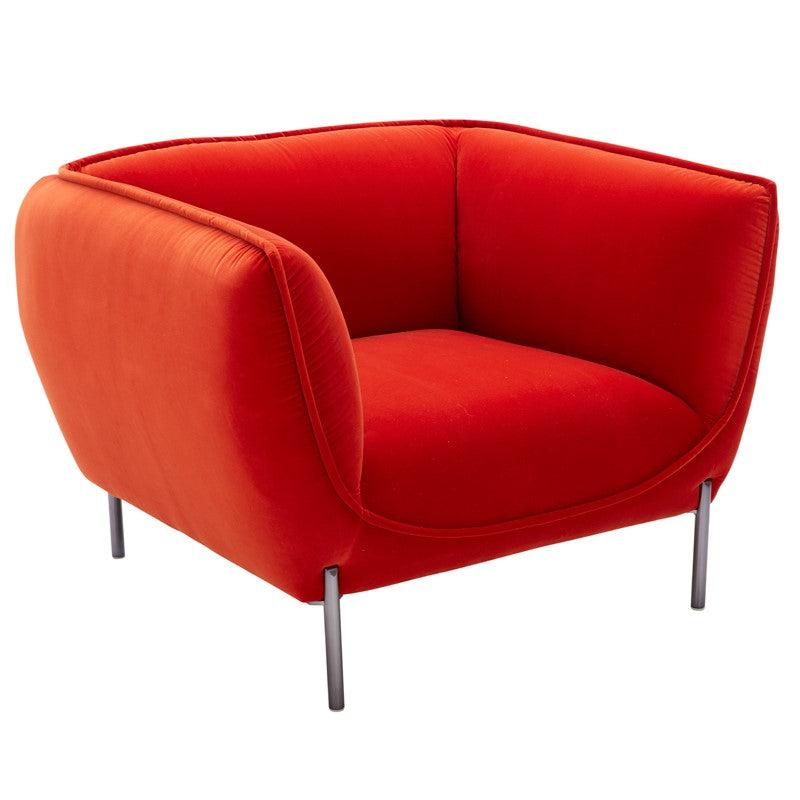 Loma Modern Red Velvet Chair - View Image 1