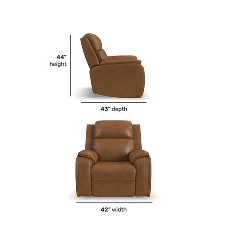 Ziggy Power Recliner With Power Headrest, Lumbar, Heat & Massage - Camel | Flexsteel