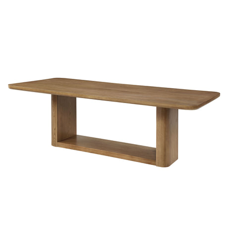 Zoey 7-Piece Light Oak Finish Dining Set with Upholstered Chairs and Rectangular Pedestal Table - sold by Home Elegance USA
