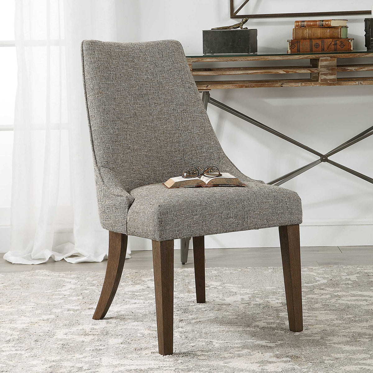 Daxton Armless Chair Earth Tone - Beige / Dark Brown by Uttermost - View 3