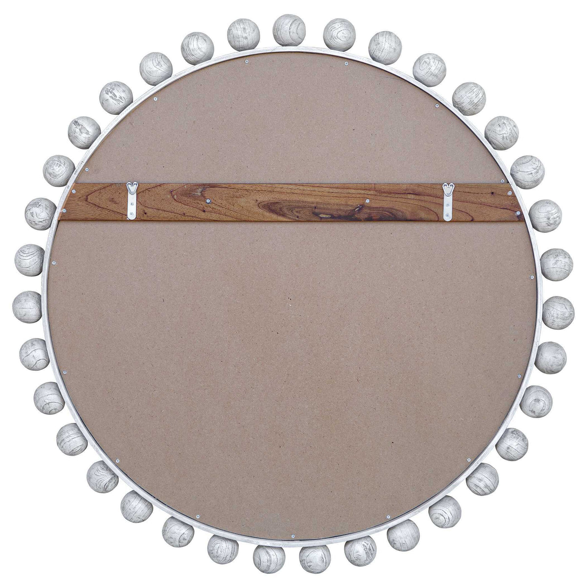 Cyra Wood Round Mirror Aged Ivory - Silver by Uttermost - View 6