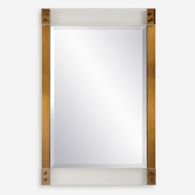 Nera Plated Brass Mirror - White / Light Brown by Uttermost - View 1