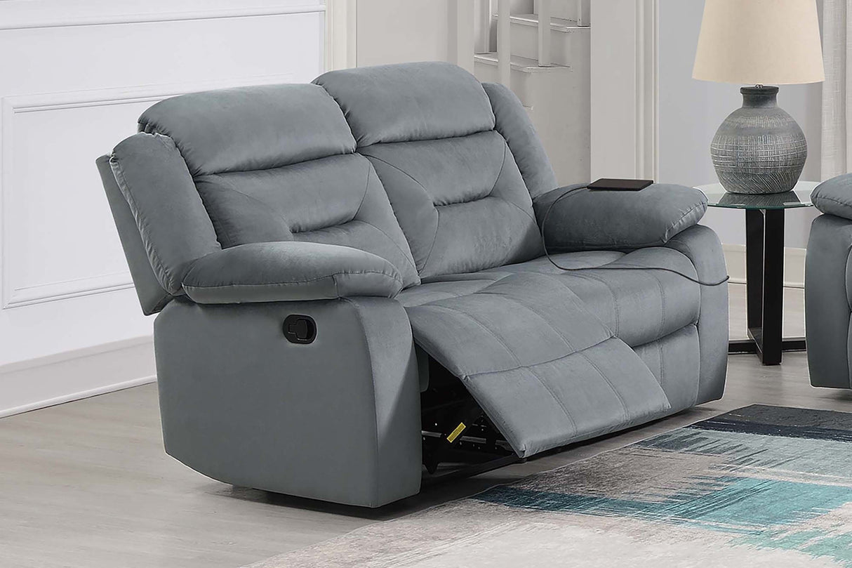 Manual Loveseat 1pc Pillow Arms Plush Backrest Horizontal Tufting USB Port Dark Gray Finish Primary Living Room Furniture