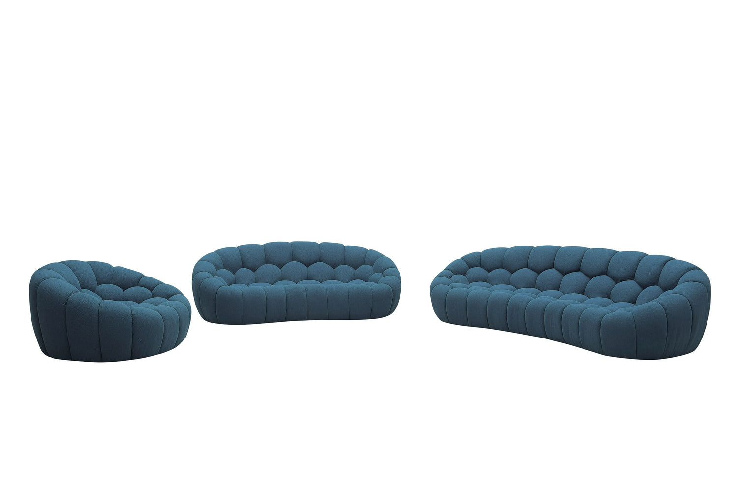 Divani Casa Yolonda - Modern Curved Dark Teal Fabric Sofa Set - Home Elegance USA