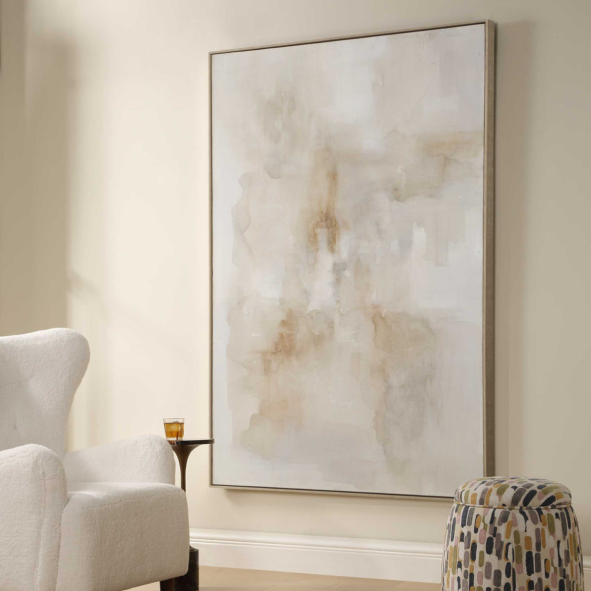 Remedy Hand Painted Modern Canvas Brown / Gray / White / Woodtone - Light Brown / Gray by Uttermost - View 3