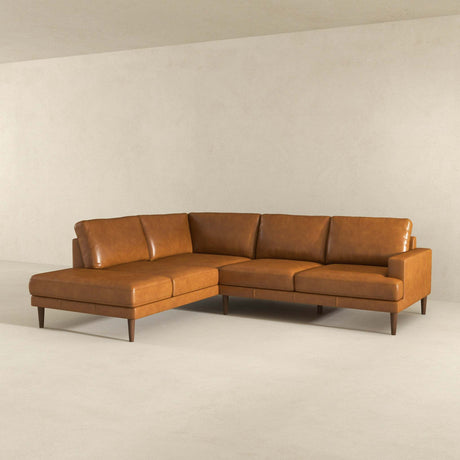 Corbin Left-Facing Tan Leather Sectional Sofa - sold by Home Elegance USA