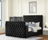 Encore Modern Style Tufted and Upholstered King Bed made with wood in Black(CALIFORNIA Warehouse Inventory)
