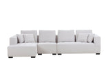 134'' Mid Century Modern Sofa L - Shape Sectional Sofa Couch Left Chaise for Living Room, Beige - W876S00053 - image - 6