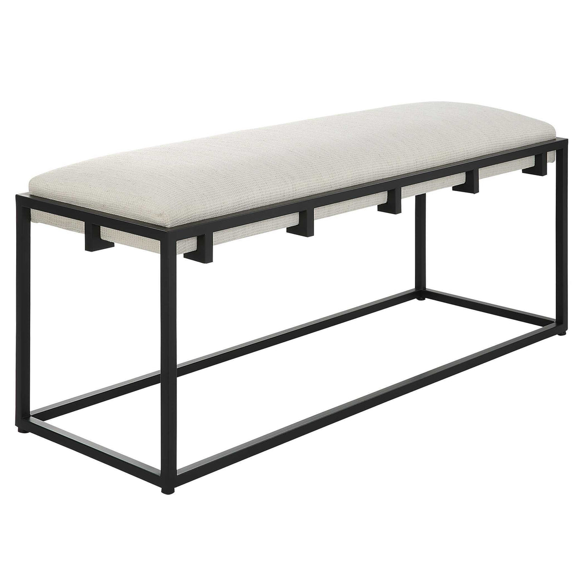 Paradox Iron & Fabric Bench White & Black - White / Black by Uttermost - View 4