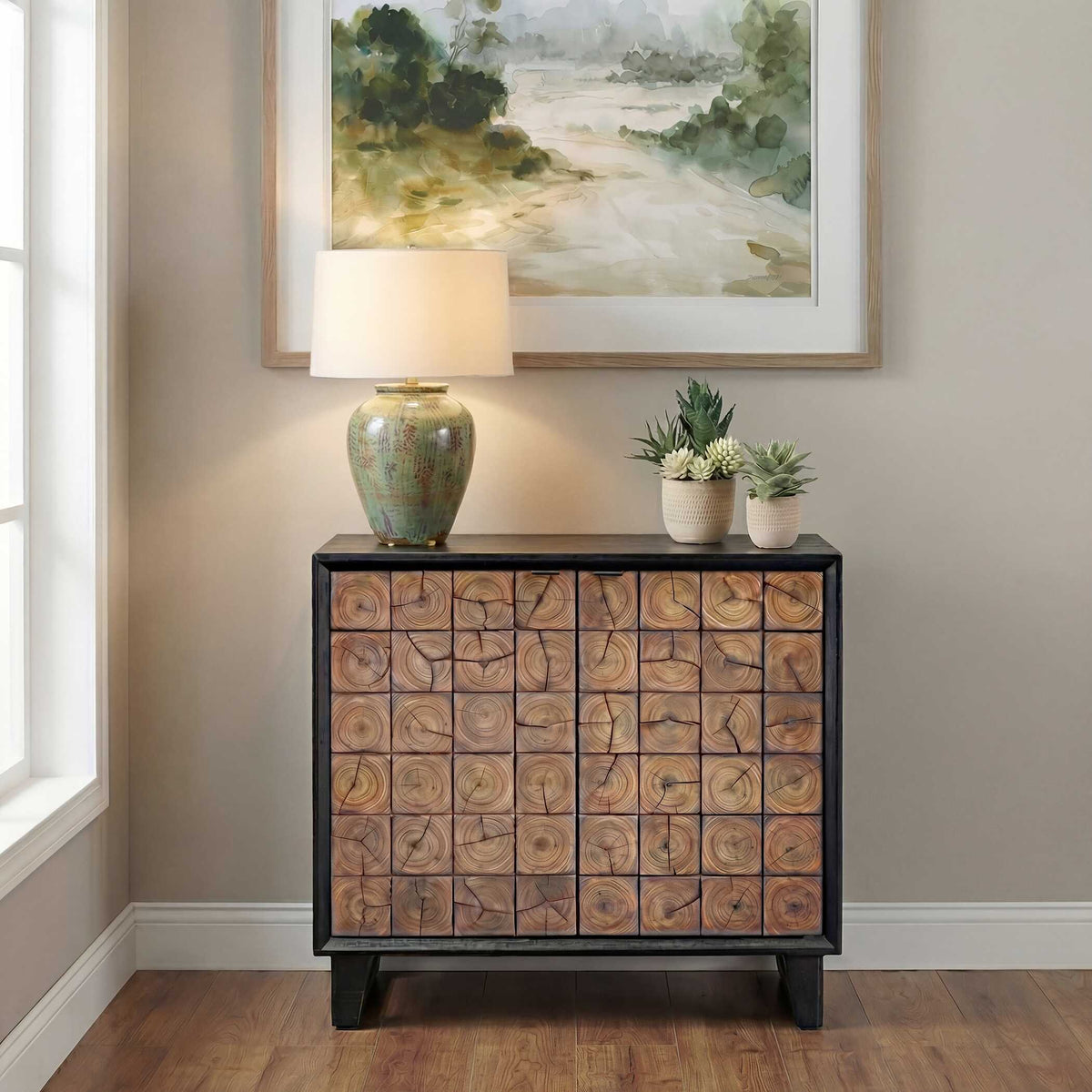 Muestra Wood Grain 2 Door Cabinet Black / Woodtone - Dark Brown / Black by Uttermost - View 2