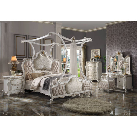 Acme - Picardy CK Bed 28204CK Fabric & Antique Pearl Finish